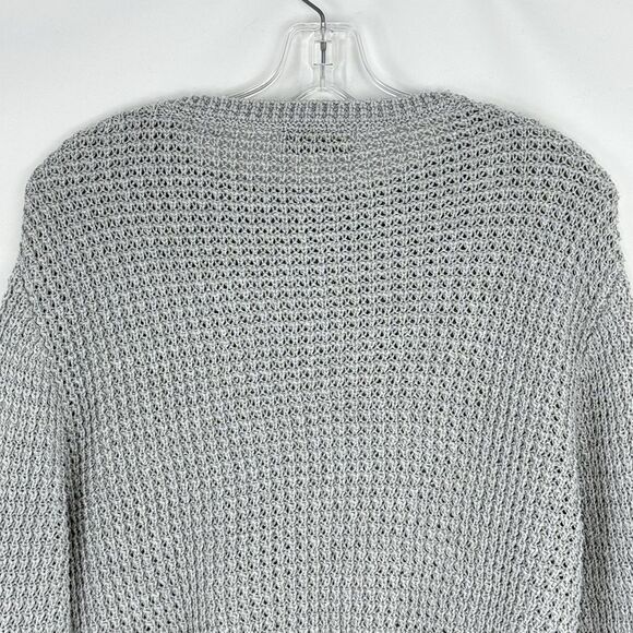 Pull and Bear Womens Small Gray Knit Ribbed Oversized Cropped Pullover Sweater - Picture 4 of 10